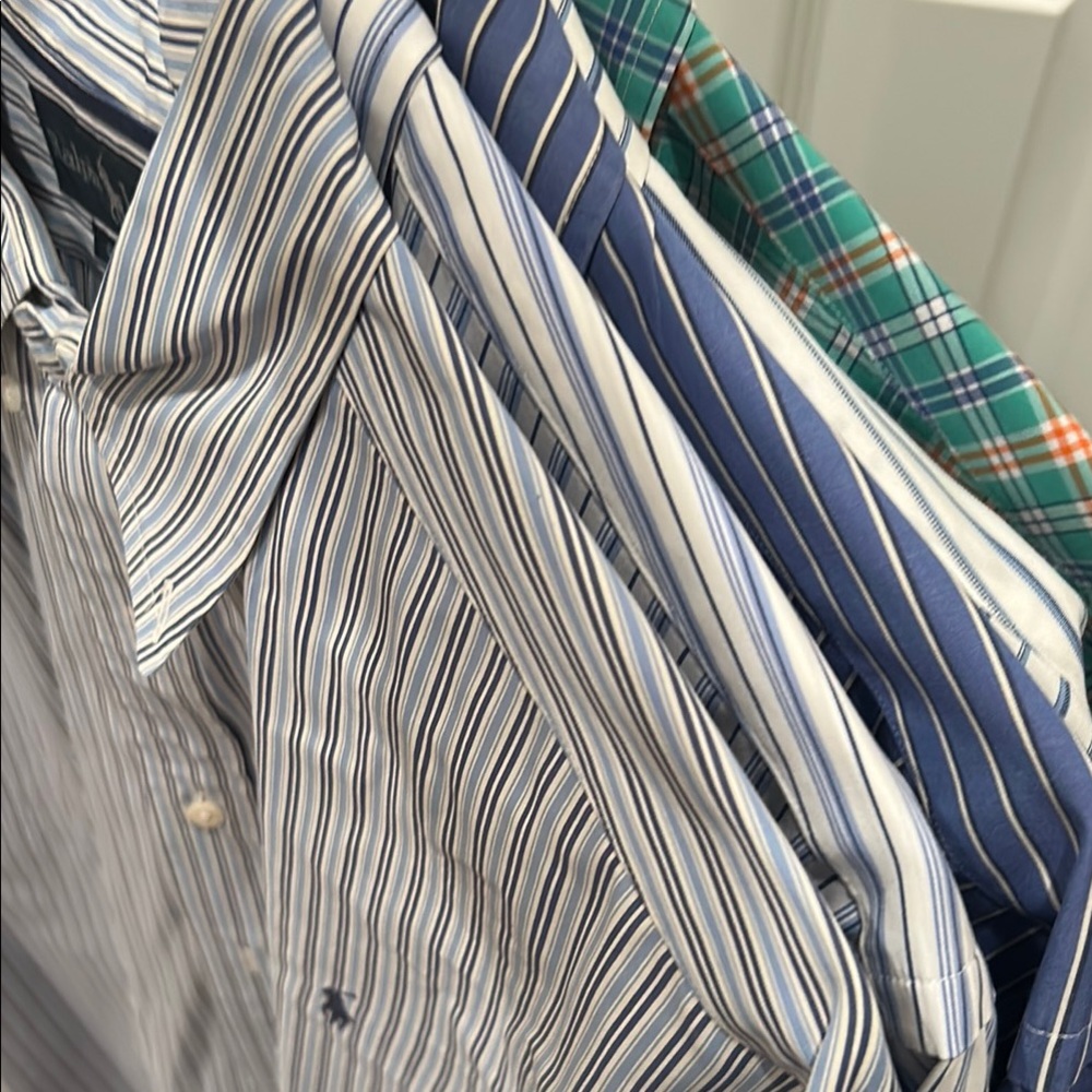 Ralph Lauren Blue and White Casual Button Down Shirts